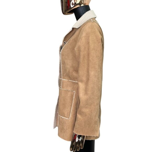 ✨ Winter-Ready Chic — Cabi Faux Suede Shearling Jacket Camel Tan XS Style 932 ✨ - Picture 4 of 13